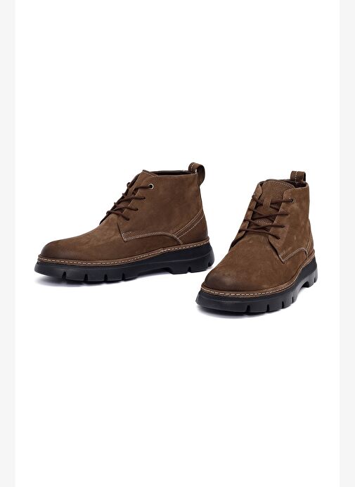Erkek Kahverengi Bağcıklı Nubuk Deri Casual Bot 25WFD7515V3 - Görsel 4