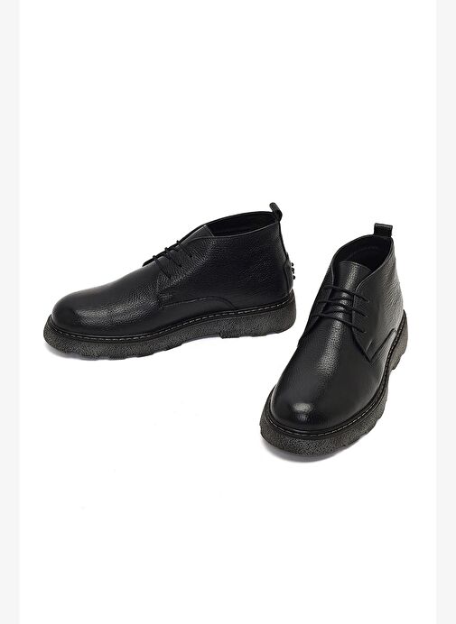 Erkek Siyah Bağcıklı Deri Casual Bot 25WFD7516FT - Görsel 4
