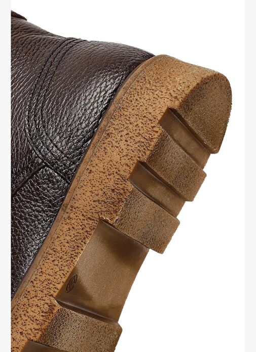 Erkek Kahverengi Fermuarlı Kalın Tabanlı Deri Bot 25WFD7517FT - Görsel 9