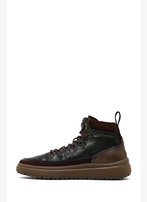 Erkek Yeşil Bağcıklı Kalın Tabanlı Deri Spor Bot 25WFD795014 - Görsel 3