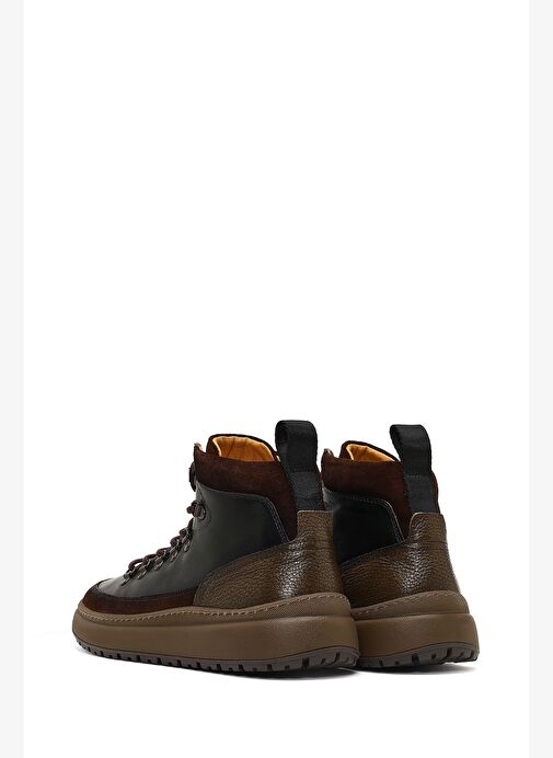 Erkek Yeşil Bağcıklı Kalın Tabanlı Deri Spor Bot 25WFD795014 - Görsel 7