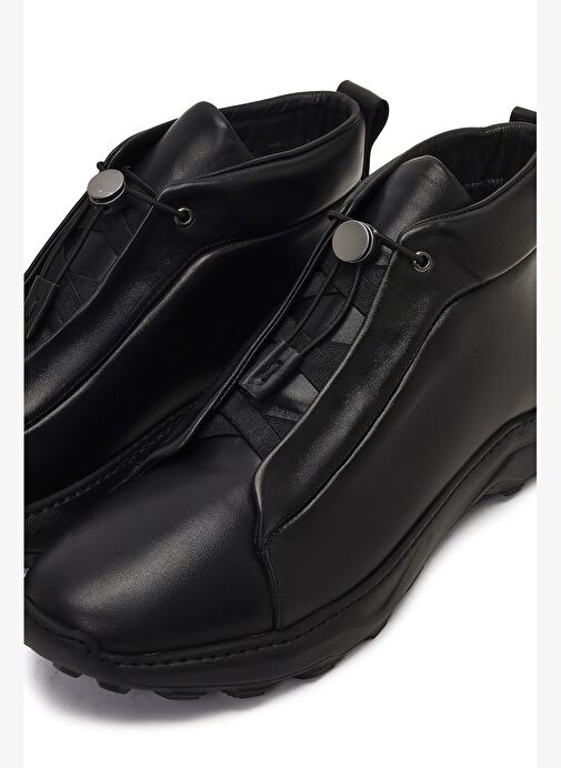 Erkek Siyah Bağcıklı Kalın Tabanlı Deri Casual Bot 25WFD795118 - Görsel 9