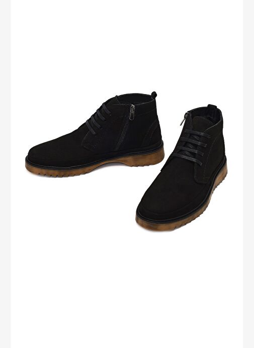 Erkek Siyah Fermuarlı Nubuk Deri Casual Bot 25WFD8000V3 - Görsel 4