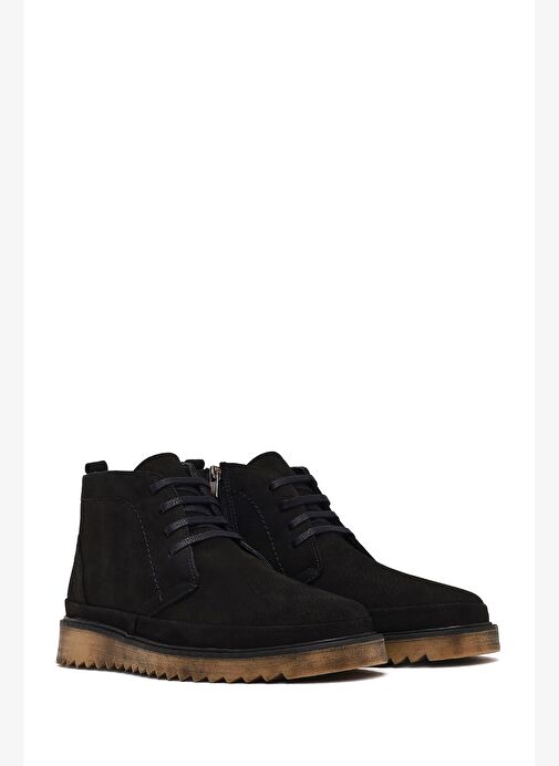 Erkek Siyah Fermuarlı Nubuk Deri Casual Bot 25WFD8000V3 - Görsel 5