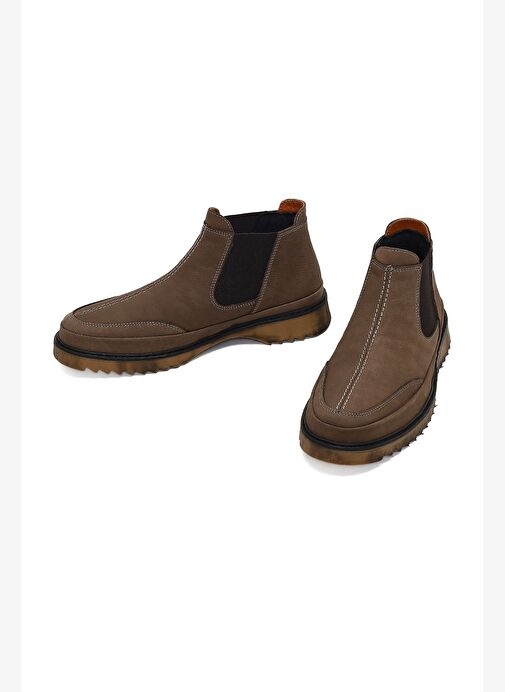 Erkek Vizon Nubuk Deri Chelsea Bot 25WFD8001V3 - Görsel 4