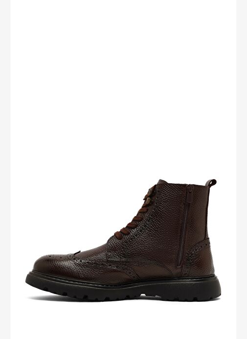 Erkek Kahverengi Fermuarlı Deri Bot 25WFD8202FT - Görsel 3