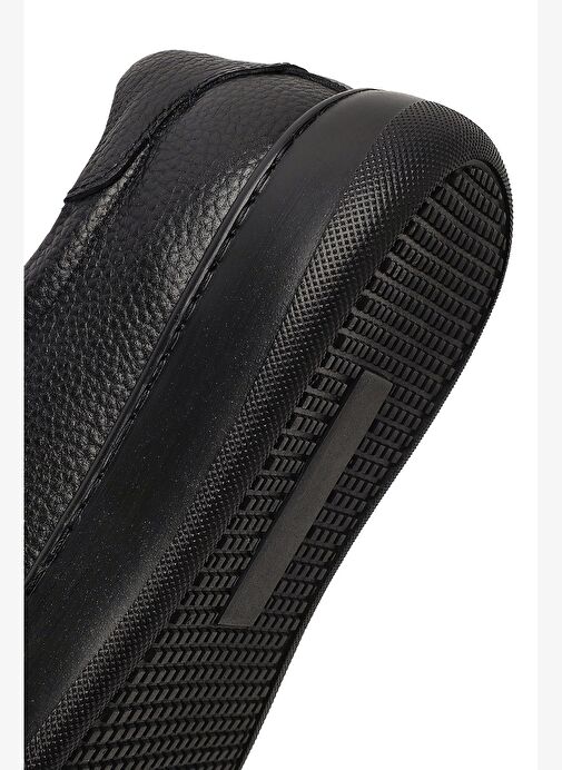 Erkek Siyah Bağcıklı Kalın Tabanlı Deri Sneaker 25WFD8240FT - Görsel 9