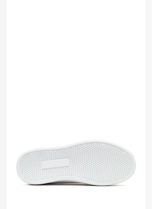Erkek Beyaz Bağcıklı Kalın Tabanlı Deri Sneaker 25WFD8240FT - Görsel 5