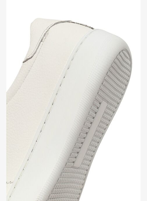 Erkek Beyaz Bağcıklı Kalın Tabanlı Deri Sneaker 25WFD8240FT - Görsel 9