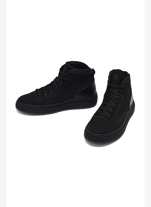 Erkek Siyah Bağcıklı Nubuk Deri Spor Bot 25WFD8300V3 - Görsel 4