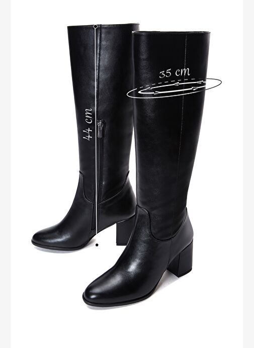 Kadın Siyah Fermuarlı Kalın Topuklu Çizme 25WFE250718 - Görsel 3