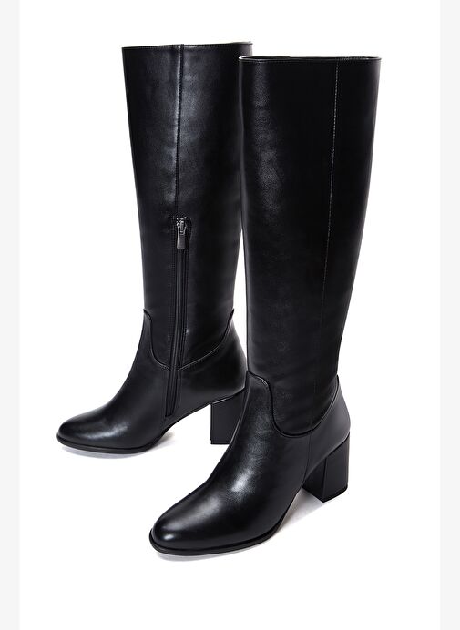 Kadın Siyah Fermuarlı Kalın Topuklu Çizme 25WFE250718 - Görsel 4