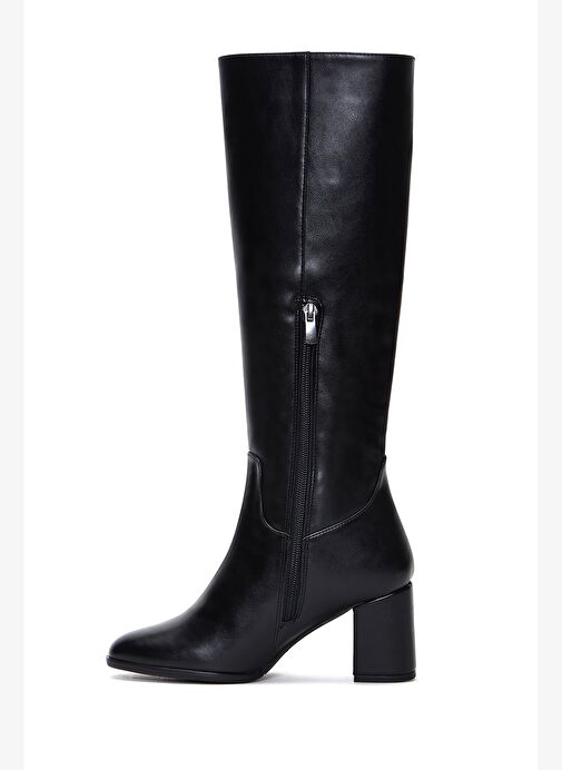 Kadın Siyah Fermuarlı Kalın Topuklu Çizme 25WFE250718 - Görsel 5
