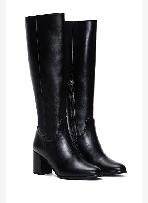 Kadın Siyah Fermuarlı Kalın Topuklu Çizme 25WFE250718 - Görsel 6