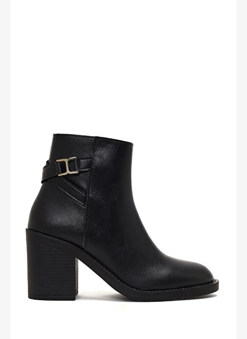 Kadın Siyah Fermuarlı Kalın Topuklu Bot 25WFE251418 - Görsel 2