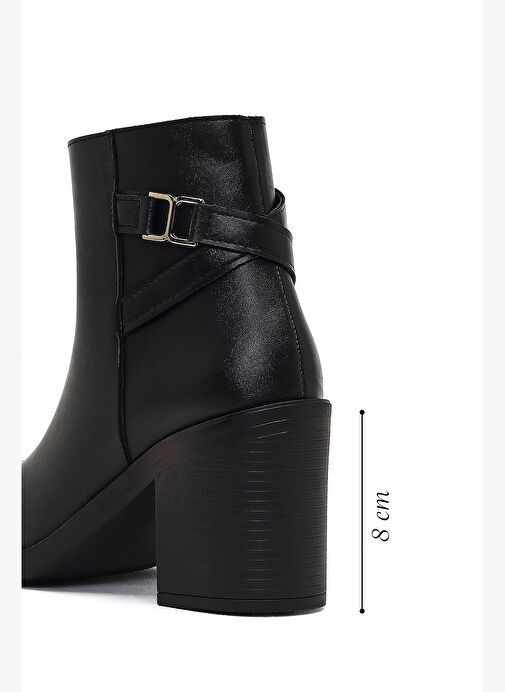 Kadın Siyah Fermuarlı Kalın Topuklu Bot 25WFE251418 - Görsel 3