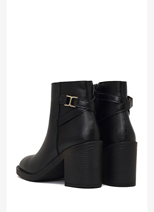 Kadın Siyah Fermuarlı Kalın Topuklu Bot 25WFE251418 - Görsel 8