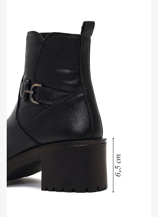 Kadın Siyah Fermuarlı Kalın Topuklu Bot 25WFE251518 - Görsel 3