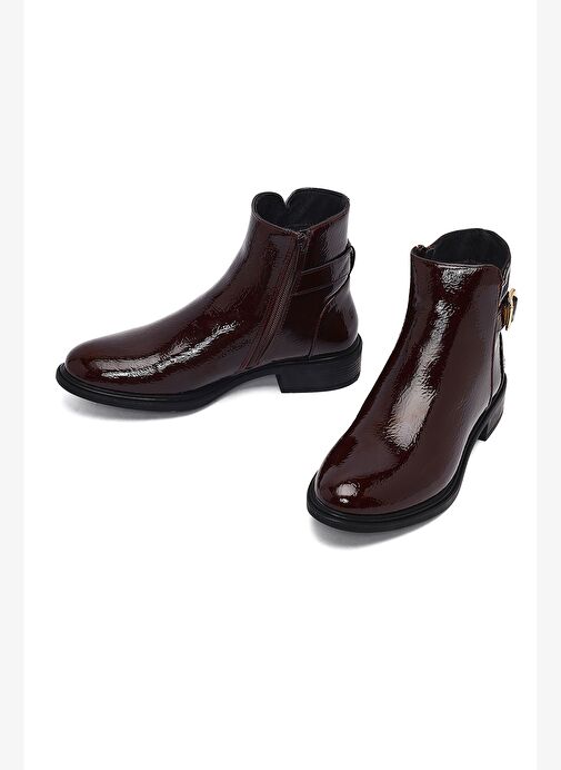 Kadın Bordo Fermuarlı Rugan Bot 25WFE400316 - Görsel 4