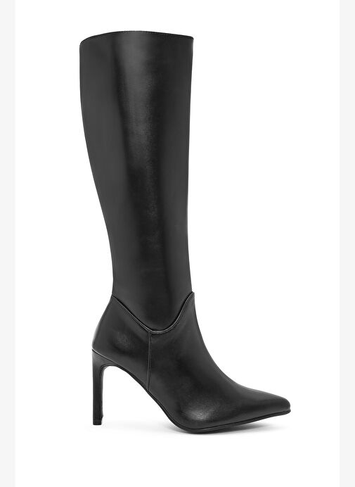 Kadın Siyah Fermuarlı İnce Topuklu Çizme 25WFE401118 - Görsel 2