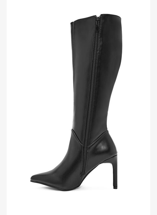 Kadın Siyah Fermuarlı İnce Topuklu Çizme 25WFE401118 - Görsel 5