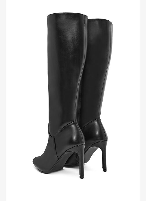 Kadın Siyah Fermuarlı İnce Topuklu Çizme 25WFE401118 - Görsel 8