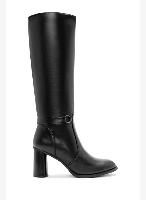 Kadın Siyah Fermuarlı Kalın Topuklu Çizme 25WFE401218 - Görsel 2