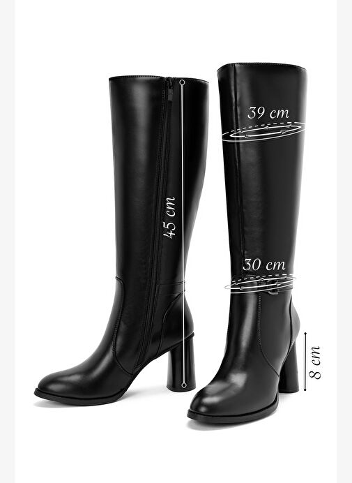 Kadın Siyah Fermuarlı Kalın Topuklu Çizme 25WFE401218 - Görsel 3