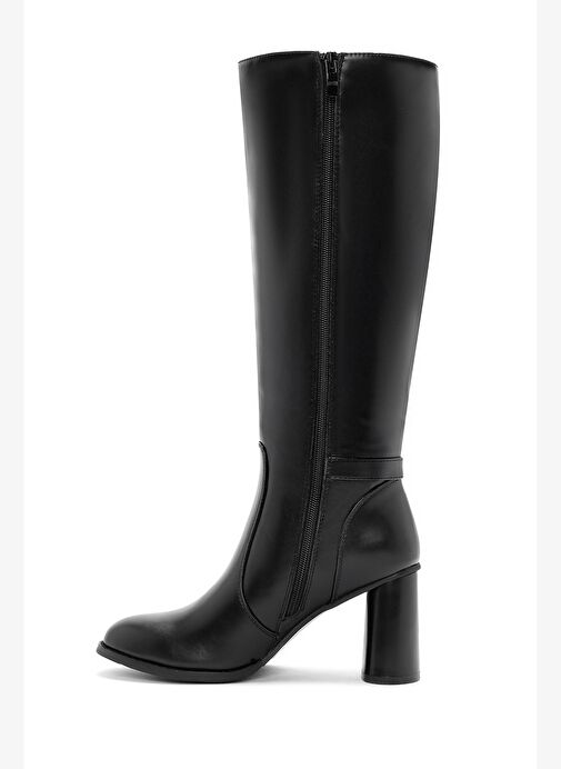 Kadın Siyah Fermuarlı Kalın Topuklu Çizme 25WFE401218 - Görsel 5