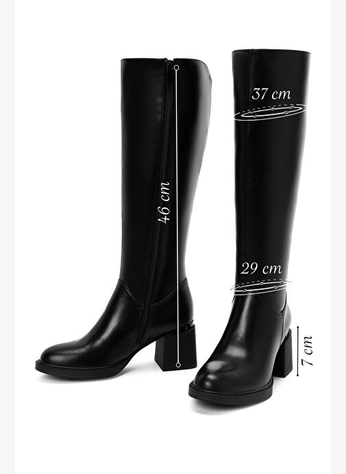 Kadın Siyah Fermuarlı Kalın Topuklu Çizme 25WFE401318 - Görsel 3