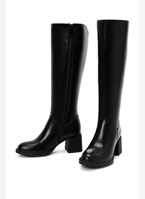 Kadın Siyah Fermuarlı Kalın Topuklu Çizme 25WFE401318 - Görsel 4