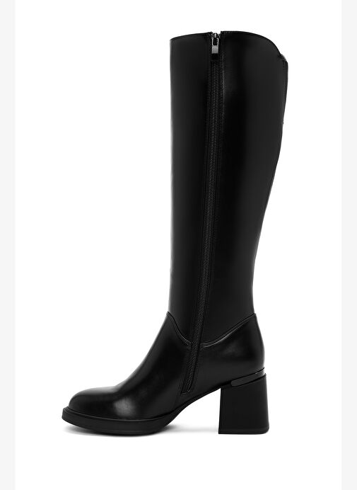 Kadın Siyah Fermuarlı Kalın Topuklu Çizme 25WFE401318 - Görsel 5