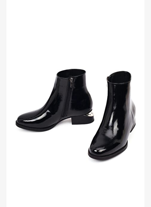 Kadın Siyah Kalın Kısa Topuklu Rugan Bot 25WFE401616 - Görsel 4