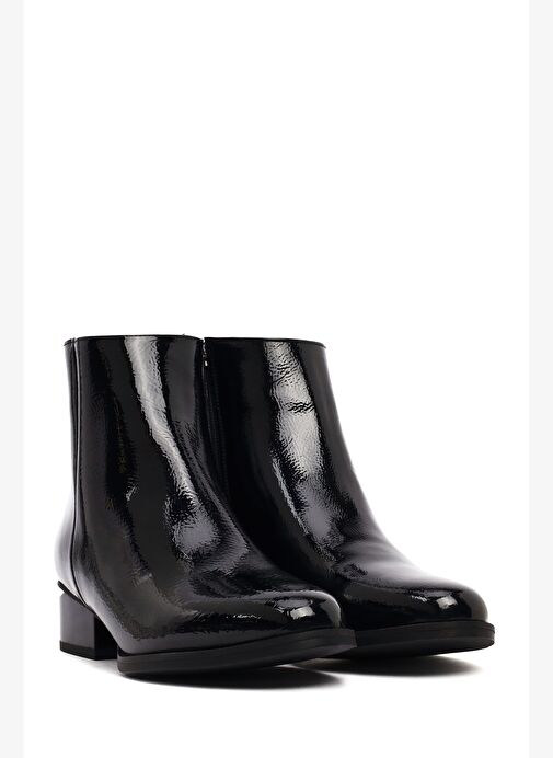 Kadın Siyah Kalın Kısa Topuklu Rugan Bot 25WFE401616 - Görsel 5