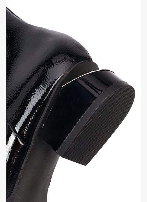 Kadın Siyah Kalın Kısa Topuklu Rugan Bot 25WFE401616 - Görsel 9