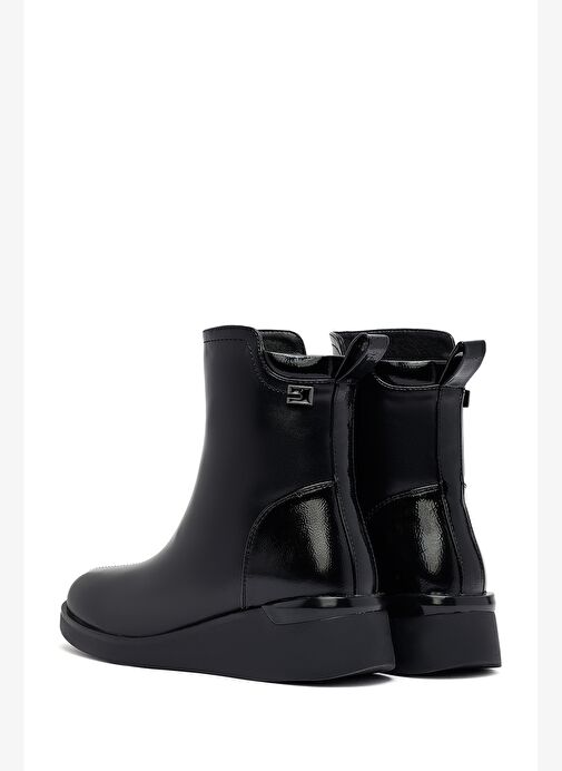 Kadın Siyah Fermuarlı Dolgu Topuklu Bot 25WFE401714 - Görsel 7