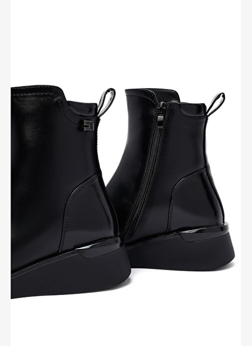 Kadın Siyah Fermuarlı Dolgu Topuklu Bot 25WFE401714 - Görsel 9
