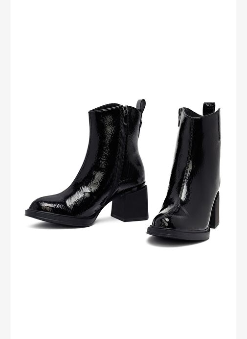 Kadın Siyah Fermuarlı Kalın Topuklu Bot 25WFE401816 - Görsel 4
