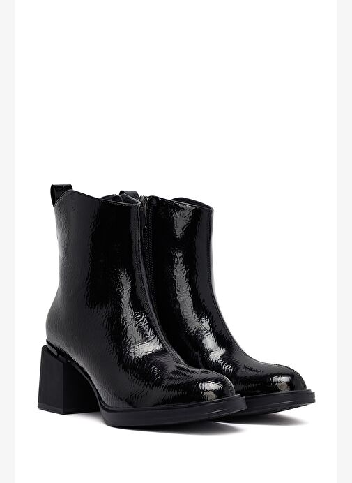 Kadın Siyah Fermuarlı Kalın Topuklu Bot 25WFE401816 - Görsel 6