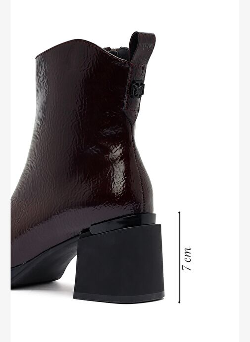 Kadın Bordo Fermuarlı Kalın Topuklu Bot 25WFE401816 - Görsel 3