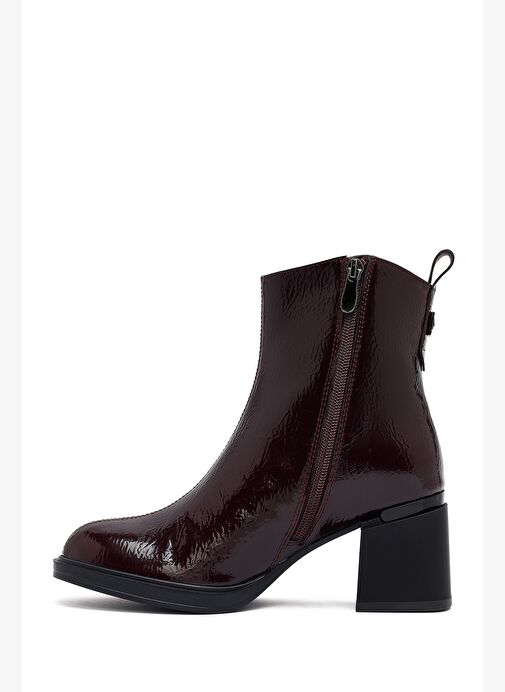Kadın Bordo Fermuarlı Kalın Topuklu Bot 25WFE401816 - Görsel 5