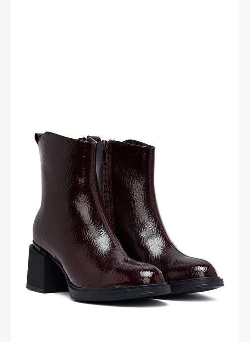 Kadın Bordo Fermuarlı Kalın Topuklu Bot 25WFE401816 - Görsel 6