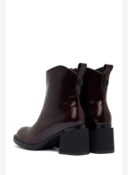 Kadın Bordo Fermuarlı Kalın Topuklu Bot 25WFE401816 - Görsel 8