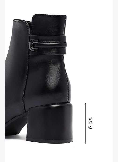 Kadın Siyah Fermuarlı Kalın Topuklu Bot 25WFE402018 - Görsel 3