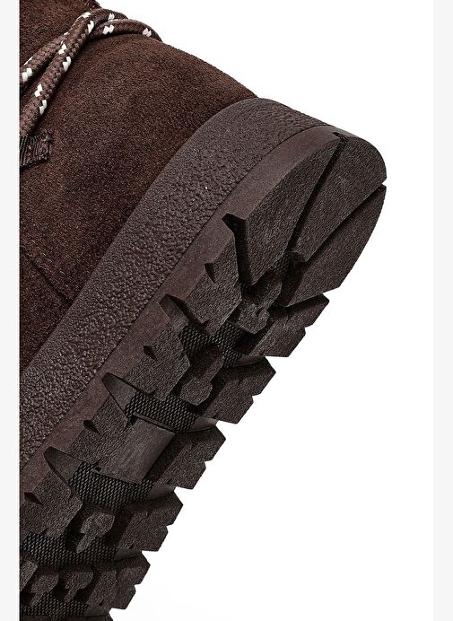 Kadın Kahverengi Bağcıklı Kalın Tabanlı Süet Teddy Bot 25WFE402210 - Görsel 9