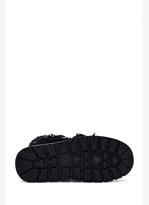 Kadın Siyah Bağcıklı Kalın Tabanlı Süet Teddy Bot 25WFE402210 - Görsel 6