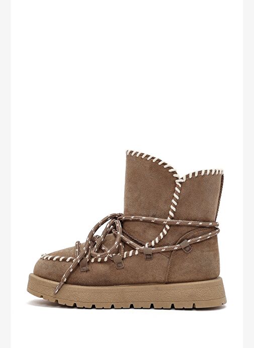 Kadın Vizon Bağcıklı Kalın Tabanlı Süet Teddy Bot 25WFE402210 - Görsel 3