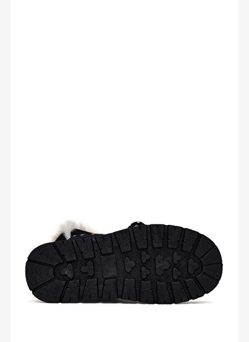 Kadın Siyah Bağcıklı Kalın Tabanlı Süet Teddy Bot 25WFE402310 - Görsel 6