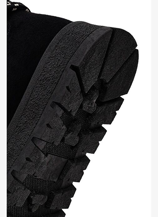 Kadın Siyah Bağcıklı Kalın Tabanlı Süet Teddy Bot 25WFE402310 - Görsel 9