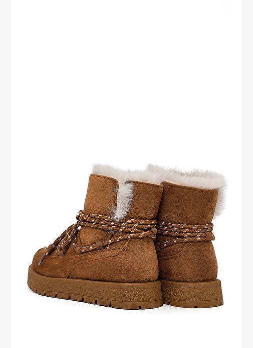 Kadın Taba Bağcıklı Kalın Tabanlı Süet Teddy Bot 25WFE402310 - Görsel 7